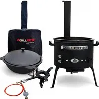 Grillpeter Holzkohlegrill Utschak Asamat Ø45 cm Kazan 16L Gaskocher und Abdeckhaube