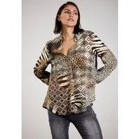 Andijamo-Fashion Schlupfbluse WILD HARMONY Mix aus Animalprint und grafischen Mustern
