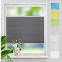 OUBO Plissee Faltrollo Ohne Bohren, Lichtschutz, Klemmträger,Easyfix, Lichtschutz, verspannt, Klemmfix, Jalousie für Fenster & Tür