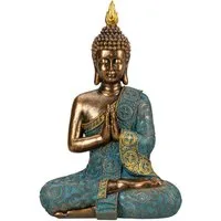 Geschenkestadl Buddhafigur Buddha Figur 29cm türkis gold meditierend (1 St)