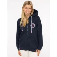 Zwillingsherz Kapuzensweatjacke "Anker Kreis Classic" Langarm, Reißverschluss, Stickerei am Rücken, Kapuze, Taschen