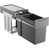 Hailo Einbaumülleimer Hailo Abfallsammler 3666111 TA Swing Tandem 24 + 7 Liter, für Schrankbreite ab 300 mm mit Drehtür