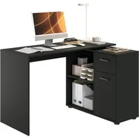 FMD Eckschreibtisch AUGSBURG, Schreibtisch/ Sideboard m. Stauraum, beids. montierb., 117 oder 148 cm