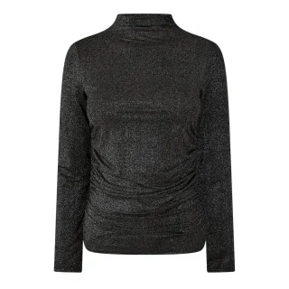 Pieces - Bluse für Damen, Stehkragen, Schmal, kurzärmlig (Schwarz)