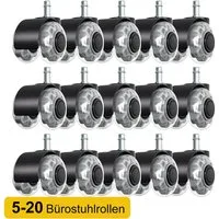 Clanmacy Stuhlrolle 15 Bürostuhlrollen 11x22mm,360 Grad Drehung böden leise kratzerfrei, (15-St)