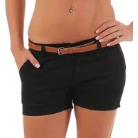 malito more than fashion Bermudas malito Damen Chino Shorts in Unifarben, lässige kurze Hose, Bermuda kurze Sommerhose mit Gürtel