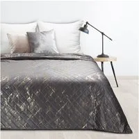 Design91 Tagesdecke Mikrofaser Sommerdecke Bettüberwurf Goldendes Muster, Karomuster Überwurf Glamour Marmor