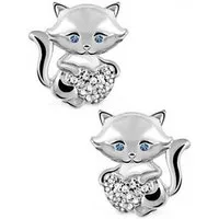 Goldene Hufeisen Paar Ohrstecker Katze mit Herz Ohrstecker aus 925 Silber Zirkonia Kristall Ohrringe (1 paar, inkl. Etui), Rhodiniert, Anlaufgeschützt