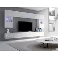 MIRJAN24 Wohnwand Calabrini I, (6er-Set, 2x TV-Lowboard, 2x Wandregal, 2x Hängevitrine), LED-Beleuchtung als Option