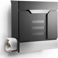 NewHabitat Briefkasten Moderner Wandbriefkasten "Mailand" mit Sichtfenster, Anthrazit RAL7016 (Komplettset, Modell: Mailand), Rostfrei