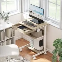 HOMCOM Schreibtisch Schreibtisch mit Rollen, CPU-Ständer, Schublade, Ablage (Bürotisch, 1-St., 1 Tisch), für Home Office, Schlafzimmer Eiche
