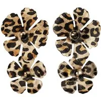 KARMA Paar Ohrhänger Damen Ohrringe Blume Leo Gold Braun 5,8 cm modern (Leopard, 2-tlg., Statement-Ohrschmuck Statementohrringe), Damenohrringe groß Sommer Accessoire
