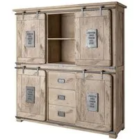 Massivmoebel24 Highboard RAILWAY (Massivholz), Mango 150x45x160 whitewash lackiert RAILWAY #325