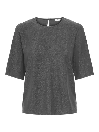 JDY - JDYANNI S/S LOOSE O NECK TOP JRS DIA Black - Gr. - M