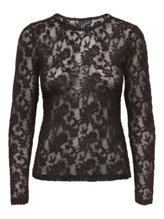 ONLY - Langarmshirt aus Spitze braun - Gr. - S
