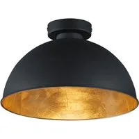 Reality Leuchten LED Deckenleuchte, LED wechselbar, Warmweiß, Designklassiker Einflammig Industrial Schwarz Gold Rund Ø 31cm