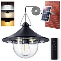 Quntis LED-Hängeleuchte hängeleuchte für außen Innen mit bewegungsmelder & Fernbedienung, LED, Warmweiß, 4500mAh 3 Farbe/5 Modi LED Solar Hängelampen, IP65, 5m Kabel