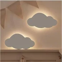 Lights4fun Wanddekoobjekt 2er Set LED Wolke Nachtlicht wiederaufladbar mit Fernbedienung