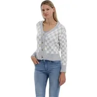 malito more than fashion Cardigan malito Damen Strickweste mit Knöpfen, Cardigan im eleganten Karodesig knöpfbare kurze Strickjacke im Karodesign