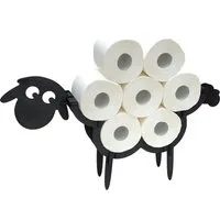 DanDiBo Toilettenpapierhalter Schwarz Holz Schaf WC Rollenhalter Klopapierhalter Freistehend, WC Papierhalter Toilettenrollenhalter