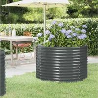 furnicato Hochbeet aus verzinktem Stahl 100 x 100 x 68 cm Anthrazit, Rostgeschütztes Gemüsebeet in runder Form für den Gartenbereich