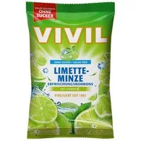 VIVIL Süßigkeit, Vivil Erfrischungsbonbons Limette Minze ohne Zucker mit Vitamin C 120g