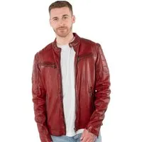 Mauritius Lederjacke MMDerry Mauritius - Herren Lederjacke Bikerjacke Lammnappa rot