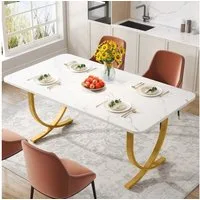 Tribesigns Esstisch 160 x 80 cm Esstisch mit Metallbeinen, Modern Esszimmer-Küchentisch