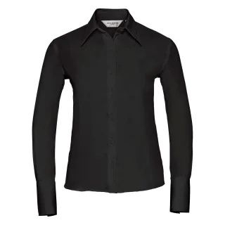Russell Collection Bluse, Langarm, bügelfrei (Schwarz)