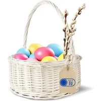 Creative Home Dekokorb Osterkorb Oval Weidenkorb mit Henkel 30x30x32 cm (2 cm)