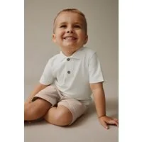 Next Shirt & Shorts Strukturiertes Kurzarm-Poloshirt und Shorts (2-tlg)