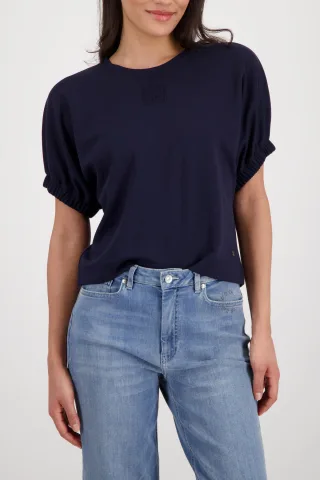 monari - Sweatshirt mit Präge-Emblem marine - Gr. - 44