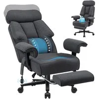 Hoffree Chefsessel XXL ergonomischer Bürostuhl Gamingstuhl Drehstuhl bis 227kg (großer & hoher Chefsessel), breitem Sitz, Hochwertige Stoffe, verstellbarer Lendenstütze
