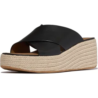Fitflop Plattform-Leder-Damen Sandalen in Schwarz