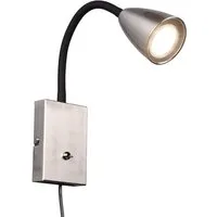 TRIO Leuchten LED Leselampe mit Schalter und Stecker, Höhe 23,5cm, Dimmfunktion, LED wechselbar, Warmweiß, innen Wand-Leuchte mit Kabel, Nachttischlampe & Bett-Lampe zum Lesen