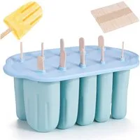 BlingBin Eisform 10 Hohlräume Eisformen Silikon, Eis Am Stiel Formen für Kinder, (1er Set 1-tlg), DIY Popsicle Formen mit 50 Stäbchen für Kinder & Erwachsene