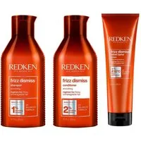 Redken Haarpflege-Set Redken Frizz Dismiss 3er Set – Shampoo, Conditioner & Rebel Tame, 3-tlg., reichhaltig