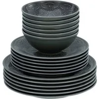 CreaTable Teller-Set Orient Mandala (18-tlg), 6 Personen, Porzellan, Teller Set, Speiseteller, Dessertteller und Schalen im Set