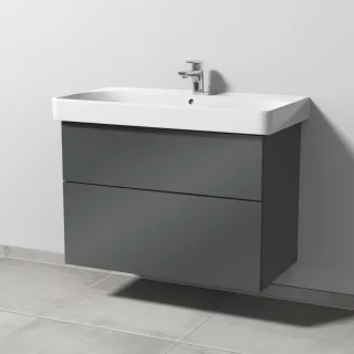 Sanipa 3way Waschtischunterbau zu Geberit Smyle Square Waschtisch mit 2 Auszügen, Anthrazit-Glanz SF67179