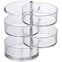 WENKO Badorganizer Tower, Kosmetik-Aufbewahrung mit 4 Fächern, transparent