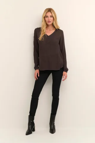 Langarm-Bluse Regular fit Java brown