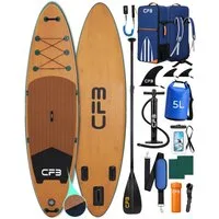 CFB SUP-Board Set 320x84x15 cm extra breit, 160 kg Traglast, aufblasbares Stand Up Paddle Board, (Komplett-Set, mit Paddel, Pumpe, Rucksack, 5L Dry Bag und Schultergurt), für Anfänger und Erwachsene