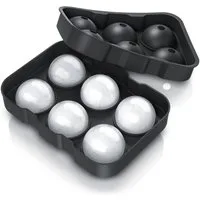 Arendo Eiswürfelform 6x46ml Kugelform sechsfach mit Trichter & Deckel, extra große Öffnung, (1-tlg), Silikon zum leichten Herauslösen, spülmaschinengeeignet