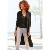 LASCANA Cardigan mit seitlichen Schlitzen, Longstrickjacke aus weichem Rippstrick