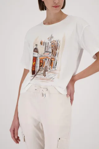 monari - T-Shirt mit Print off-white - Gr. - 44