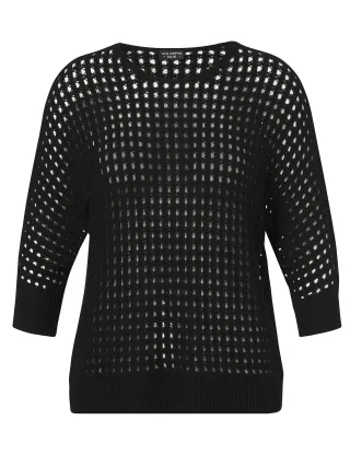 VIA APPIA DUE - Pullover Rundhals 3/4 Arm Netzstruktur schwarz - Gr. - 46