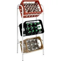 Spetebo Kastenständer 3er Metall Getränkekisten Ständer weiß 116 x 50 cm, Set 10-tlg., für 3 Getränkekisten oder Universalboxen in ca. 45 cm x 35 cm x 27 cm