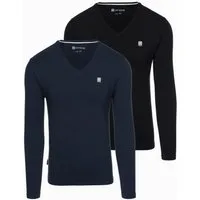 OMBRE Longsleeve 2er-Pack Herren Longsleeves mit V-Ausschnitt