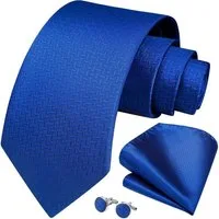 LuxusKollektion Krawatte Krawatte Herren Hochzeit Einstecktuch Manschettenknöpfe Set Blau
