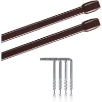 Bestlivings Vitragestange 2er-Pack, Ø 10 mm, 1-läufig, ausziehbar, mit Schraubhaken, verschrauben, Edelstahl, für Küchen- & Bistrogardinen